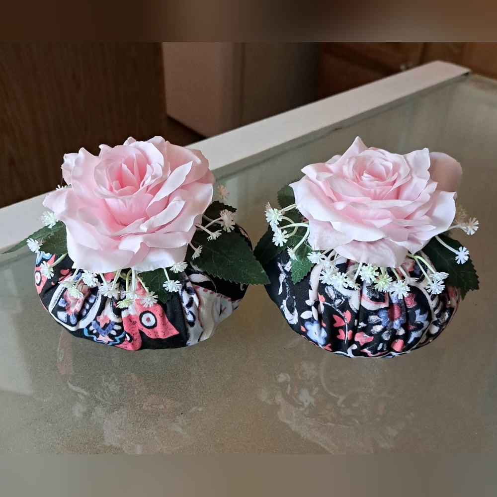Pink Floral Decor Pumpkins 15" Around. ( Handmade )